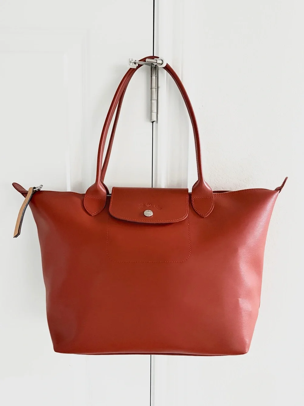Authentic Longchamp Le Pliage City Medium Tote in Rust